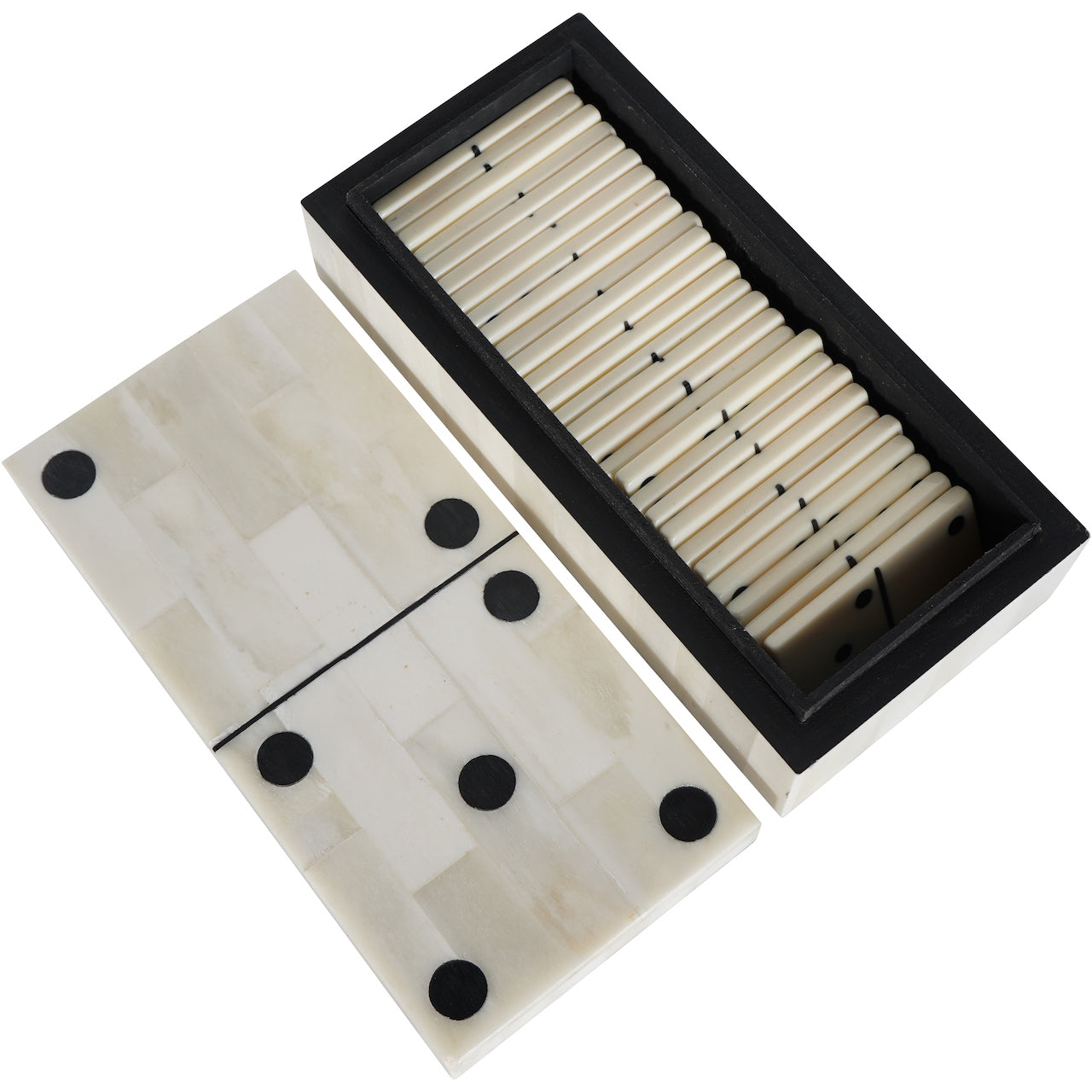 Chollerford Off White Bone Inlay Dominoes Box